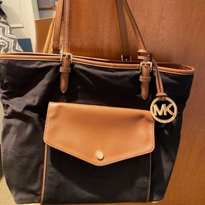 Michael Kors Black and Tan envelope tote